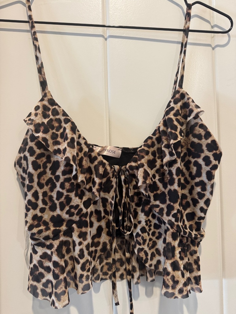 Leopard Print Ruffle Camisole - Brown/Black